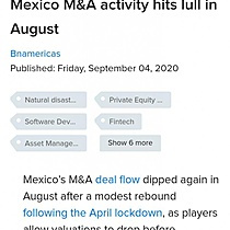 Mexico M&A activity hits lull in August